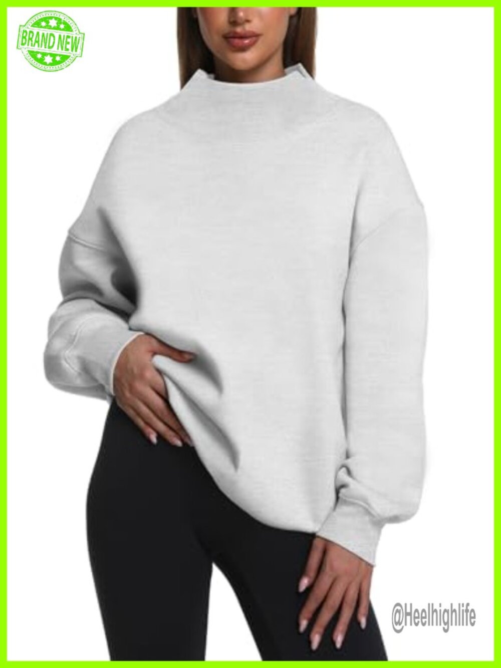 Oversized Turtleneck Sweatshirt Cotton Polyester Fleece Lined Pullover